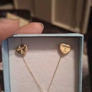 Tiffany & Co. Gold Heart Chain Earrings